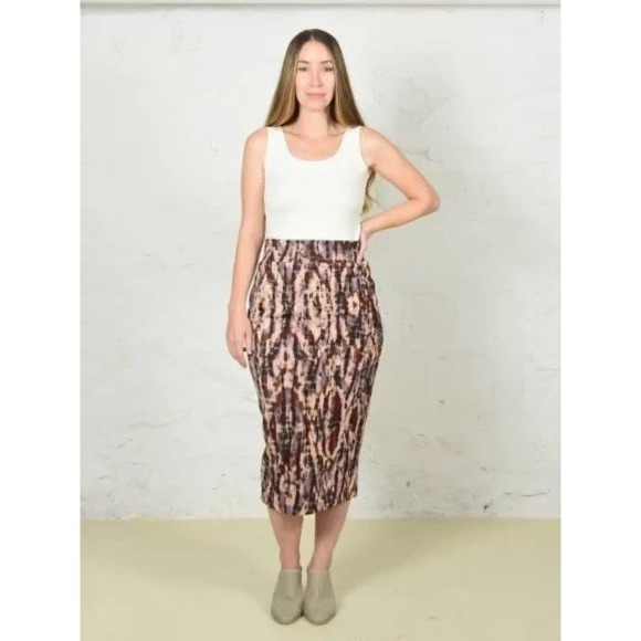 Bryn Walker Tie Dye Sloan Skirt Long Tube Pencil Skirt‎ Corteccia Print - S EUC - Picture 15 of 15